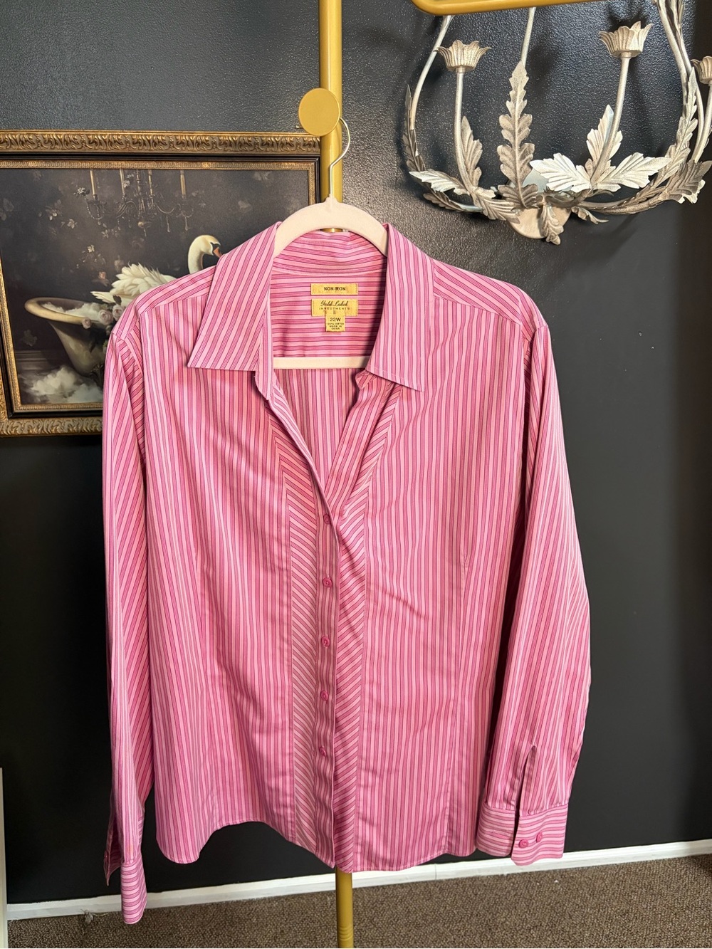 Women's Pink Stripe Button-Down Shirt